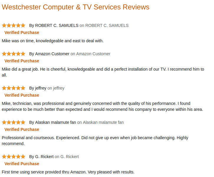 Westchester Computer & TV Service Reviews by Cyburst